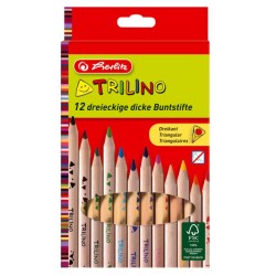 Моливи цветни, тристенни, Trilino, Natur, FSC 100%, 12 цвята - herlitz