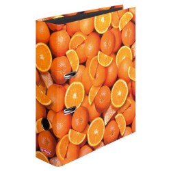 Класьор max.file,  лукс,  А4, 8 см. , целофаниран, World of fruit, мотив портокали - herlitz