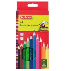 Моливи цветни, шестстенни, Jumbo, FSC 100%, 10 цвята - herlitz