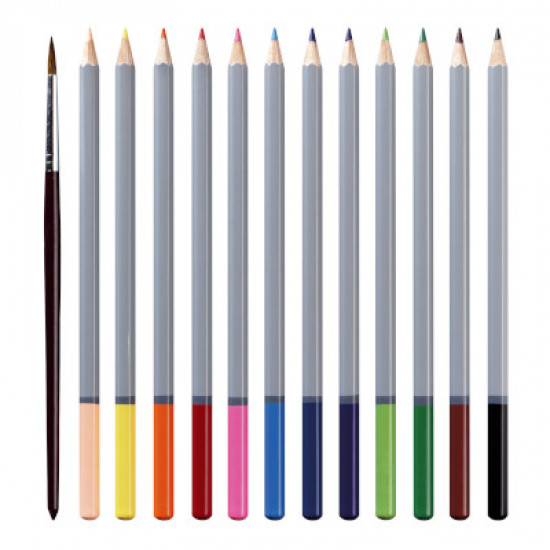 Моливи цветни, шестстенни, акварелни, 100% FSC, 12 цвята + чатка - herlitz