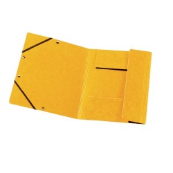 Папка картонена Quality, А4, с ластик и три капака , ЖЪЛТА - herlitz