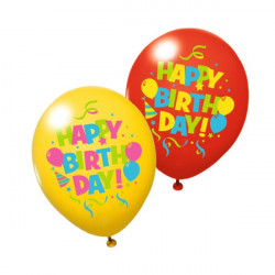 Балони, въздушни, латексови, Happy Birthday,  6 броя - Susy Card