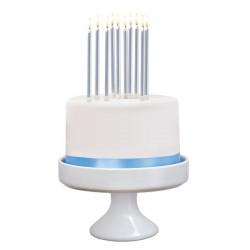 Свещи декоративни, сребро, комплект 10 бр. с държачи - Susy Card