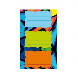 Етикети за тетрадка, 3 листа х 3 броя, Мотив Neon Art, самозалепващи - herlitz
