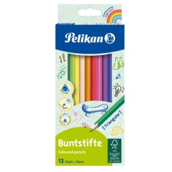 Моливи цветни, тристенни, 12 цвята - Pelikan