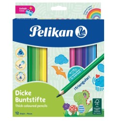 Моливи цветни, тристенни, Jumbo, FSC 100%, 12 цвята - Pelikan