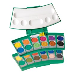 Акварелни бои 735PC/24 Pro Color + 1 четка, + 1 туба бяла боя, зелена кутия, 24 цвята - Pelikan
