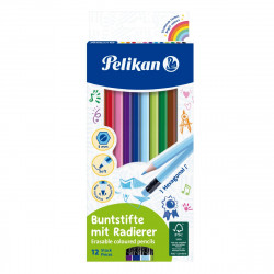 Моливи цветни, шестстенни, ,12 цвята с гума - Pelikan