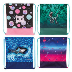 Спортна торба, с връзки, Mix  Cute cat, Green rex, Blue Shark, Pink stars - herlitz